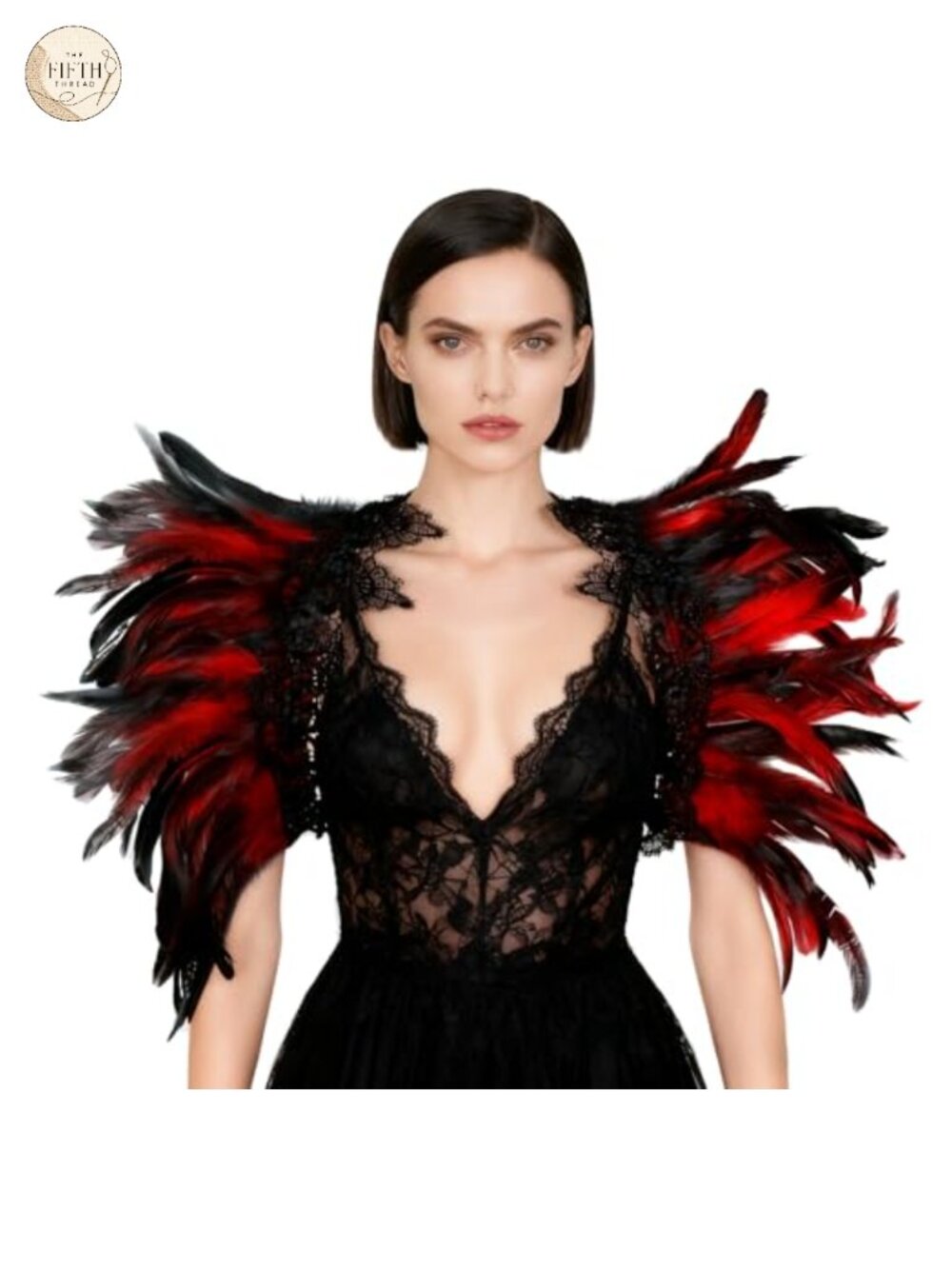 Gothic Feather Cape Shawl Lace Collar Halloween Costume Wrap